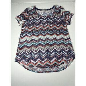 Absolutely Famous XL multicolor short sleeve Aztec chevron print Tunic top